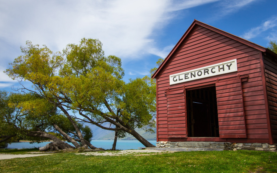 The iconic Glenorchy Red Shed by the waterfront